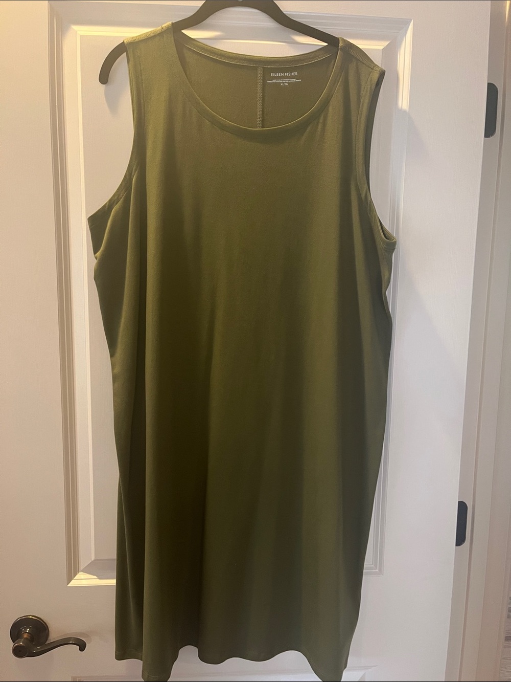 Eileen Fisher Olive Green Sleeveless Shift Dress